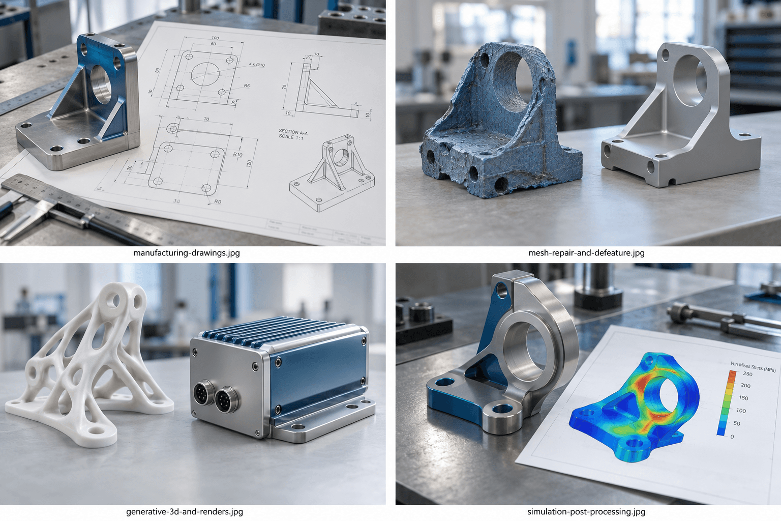 A workstation and a cloud runner side by side, both executing the same CAD script against the same model.